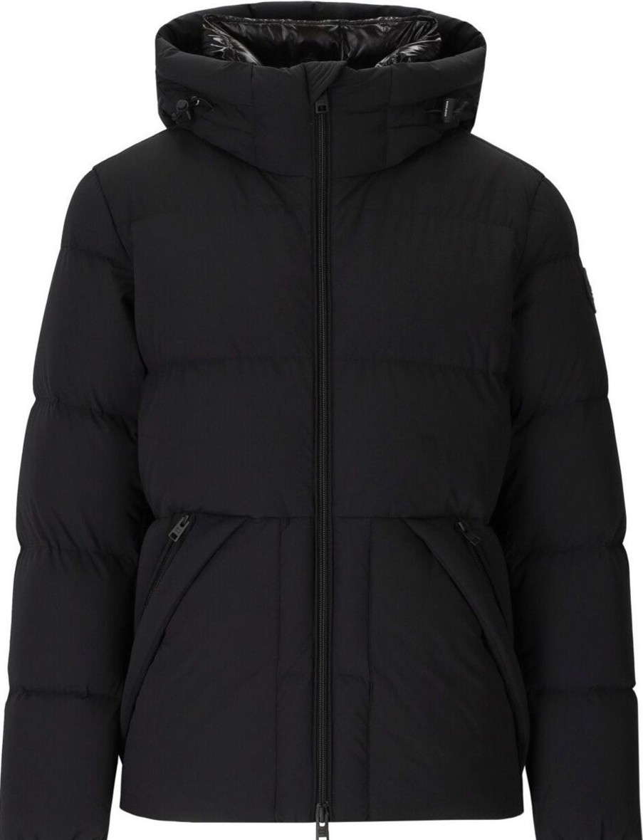 Heren Woolrich | Woolrich Sierra Supreme Black Hooded Down Jacket Black Zwart