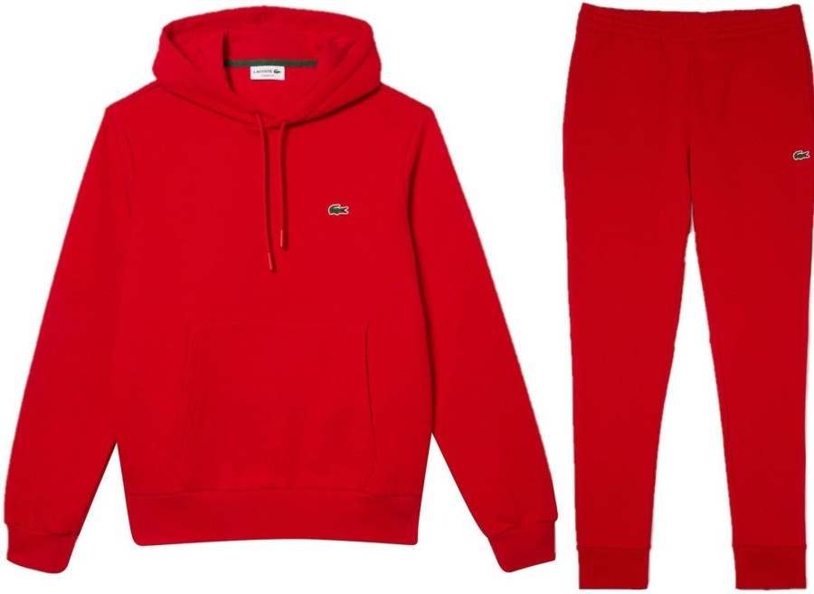 Heren Lacoste | Lacoste Hooded Trainingspak Heren Rood Rood