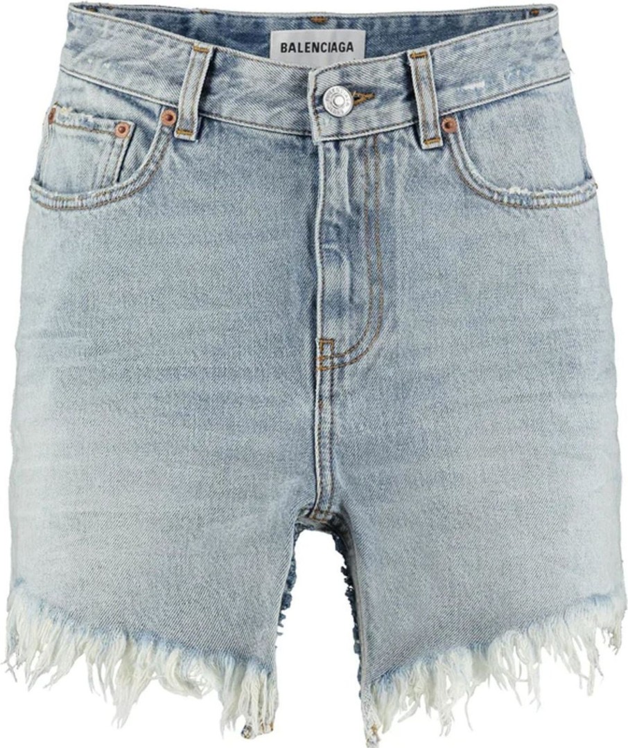 Dames Balenciaga | Balenciaga Balenciaga Cut-Up Denim Mini Skirt Blauw