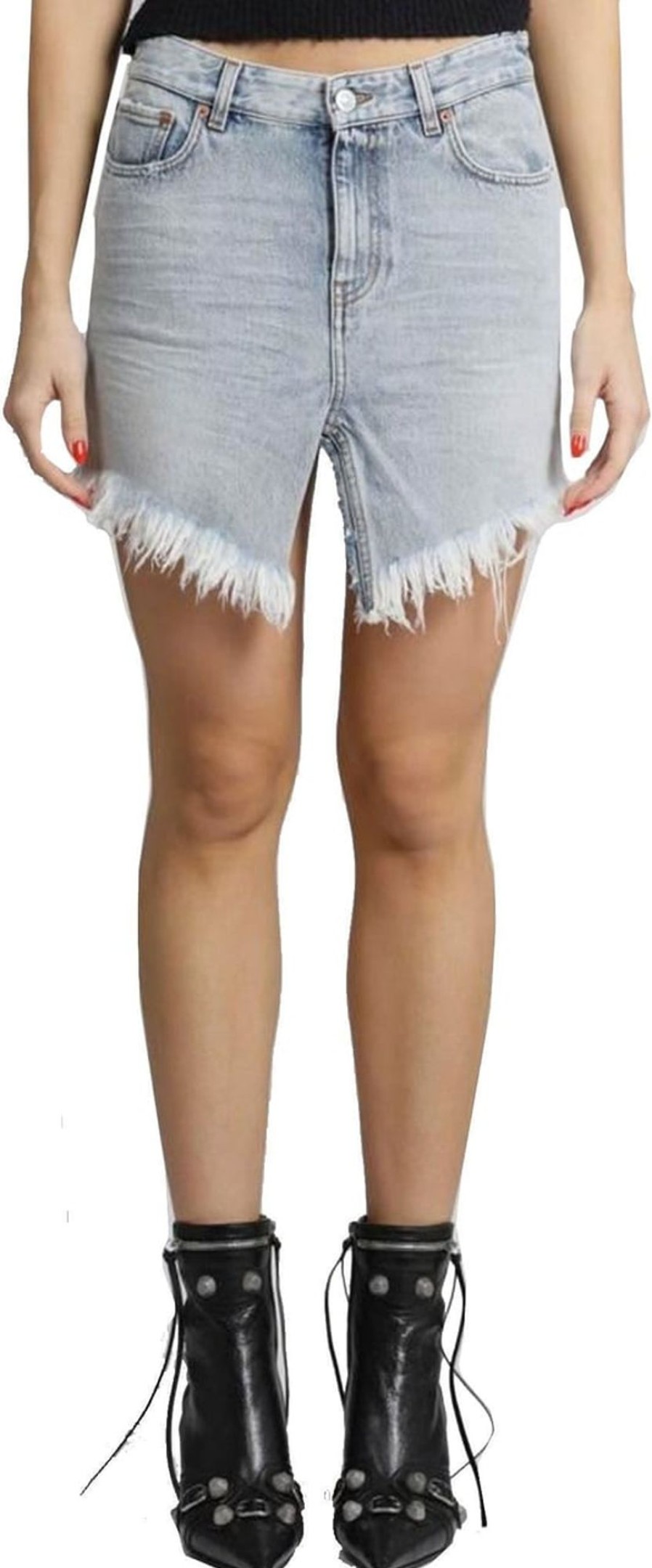 Dames Balenciaga | Balenciaga Balenciaga Cut-Up Denim Mini Skirt Blauw