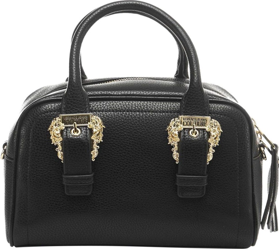 Dames Versace | Versace Satchel Bag With Logo Details Zwart