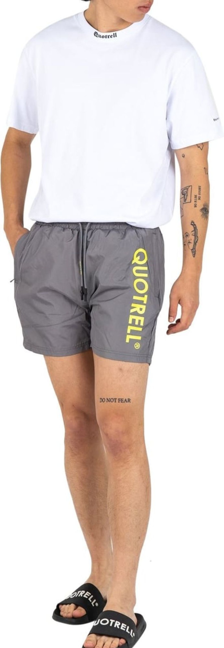 Heren Quotrell | Quotrell Maui Swimshorts | Grey/Neon Yellow Grijs