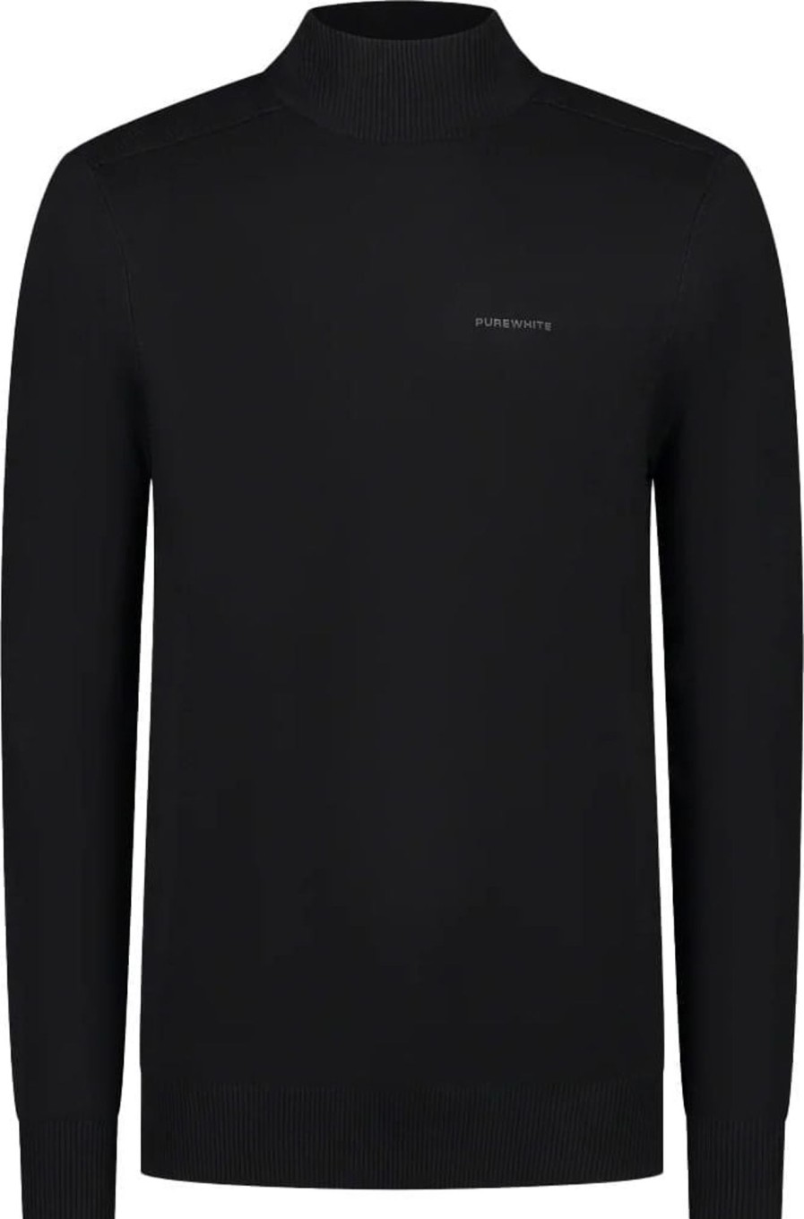 Heren Purewhite | Purewhite Waffle Knit Mockneck Black Zwart