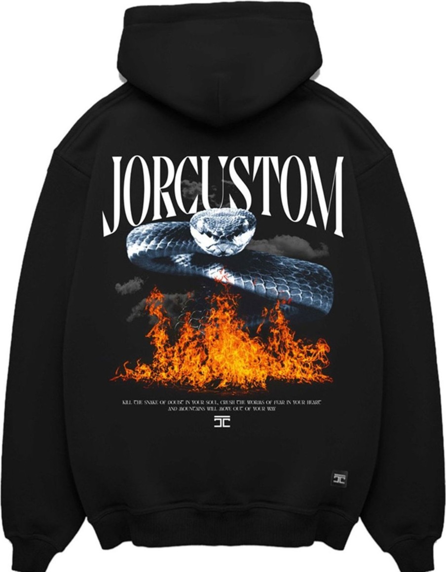 Heren JORCUSTOM | Jorcustom Snake Zipped Hoodie Black Zwart