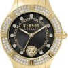 Dames Versace | Versace Vsp263921 Canton Road Dames Horloge Zwart