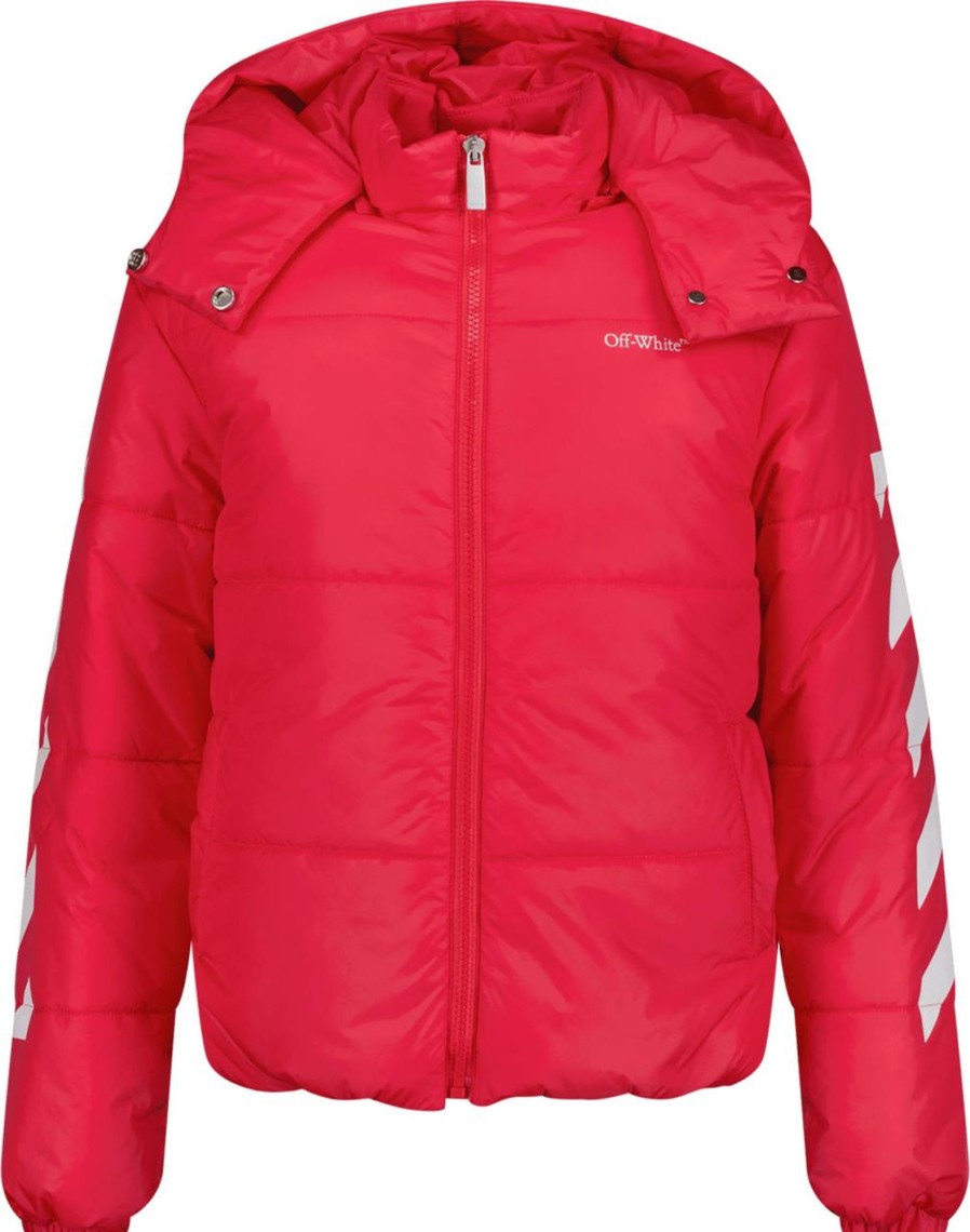 Kids OFF-WHITE Tassen | Off-White Off-White Kinder Meisjes Jas Fuchsia Roze