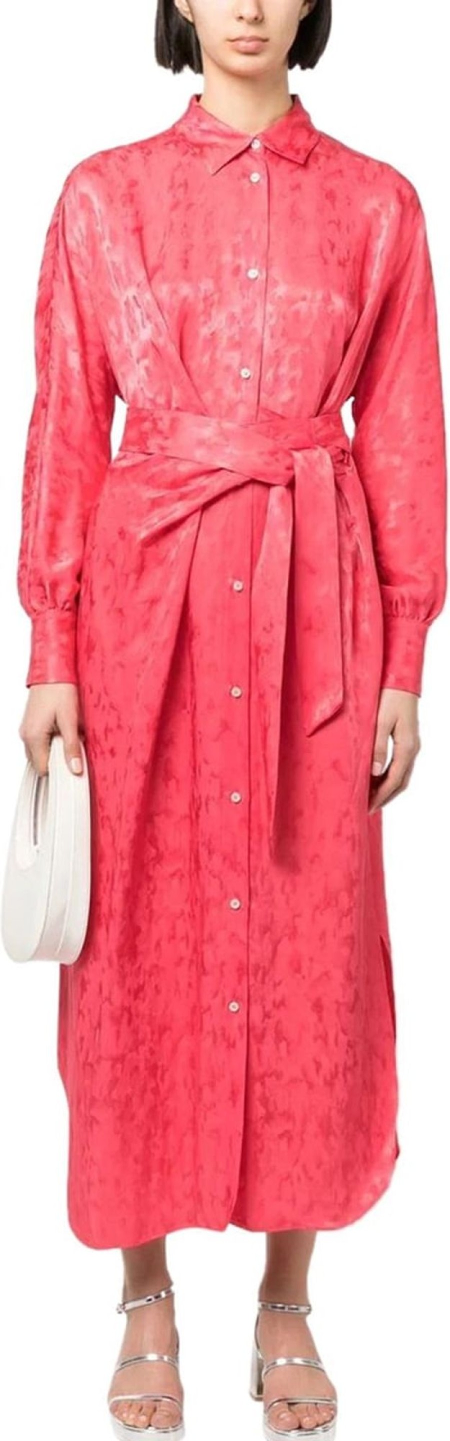 Dames MSGM | Msgm Belted Shirt Dress Roze