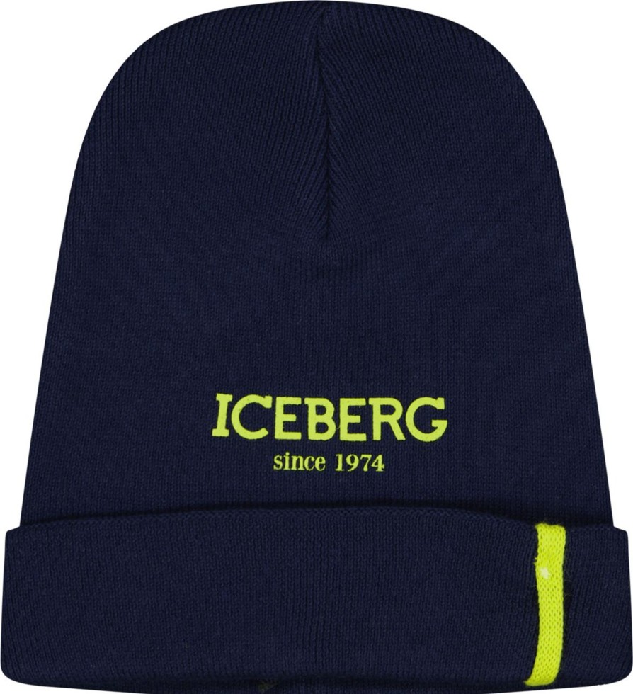 Kids Iceberg Accessoires | Iceberg Iceberg Baby Jongens Muts Navy Blauw