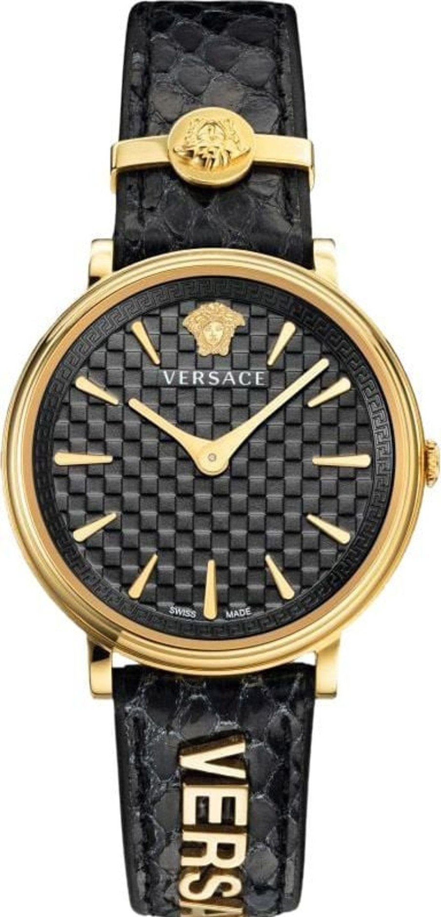 Dames Versace | Versace Ve8101019 V-Circle Dames Horloge 38 Mm Zwart