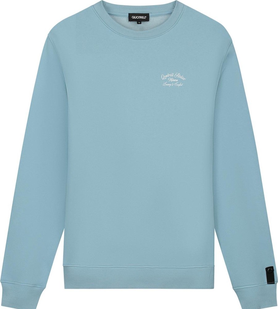 Heren Quotrell | Quotrell Atelier Milano Crewneck | Light Blue/White Blauw