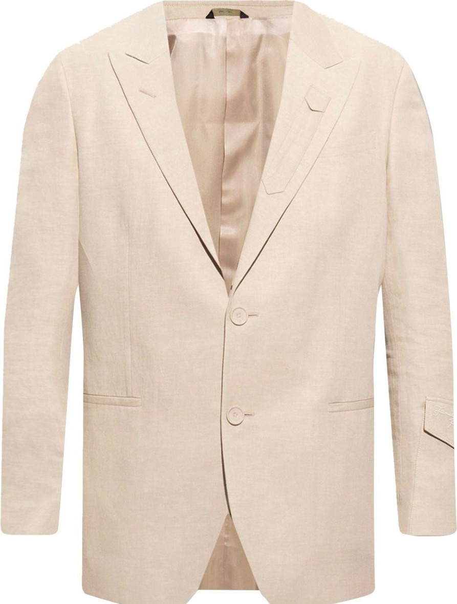 Heren Fendi | Fendi Fendi Cotton And Linen Blazer Beige