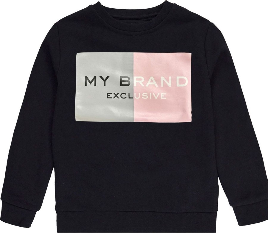 Kids My Brand Truien | My Brand Logo Branding Sweater Zwart