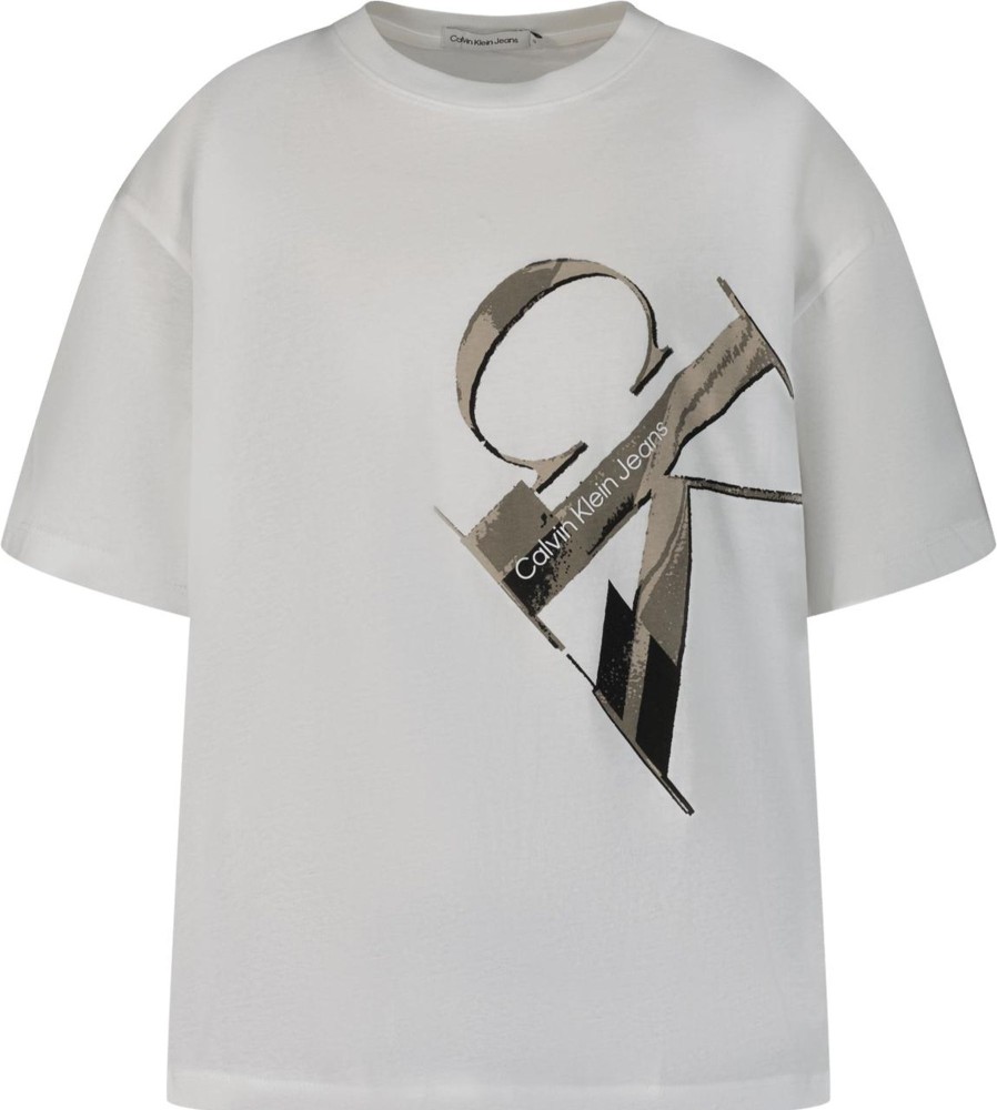 Kids Calvin Klein T-Shirts | Calvin Klein Calvin Klein Kinder Jongens T-Shirt Wit Wit