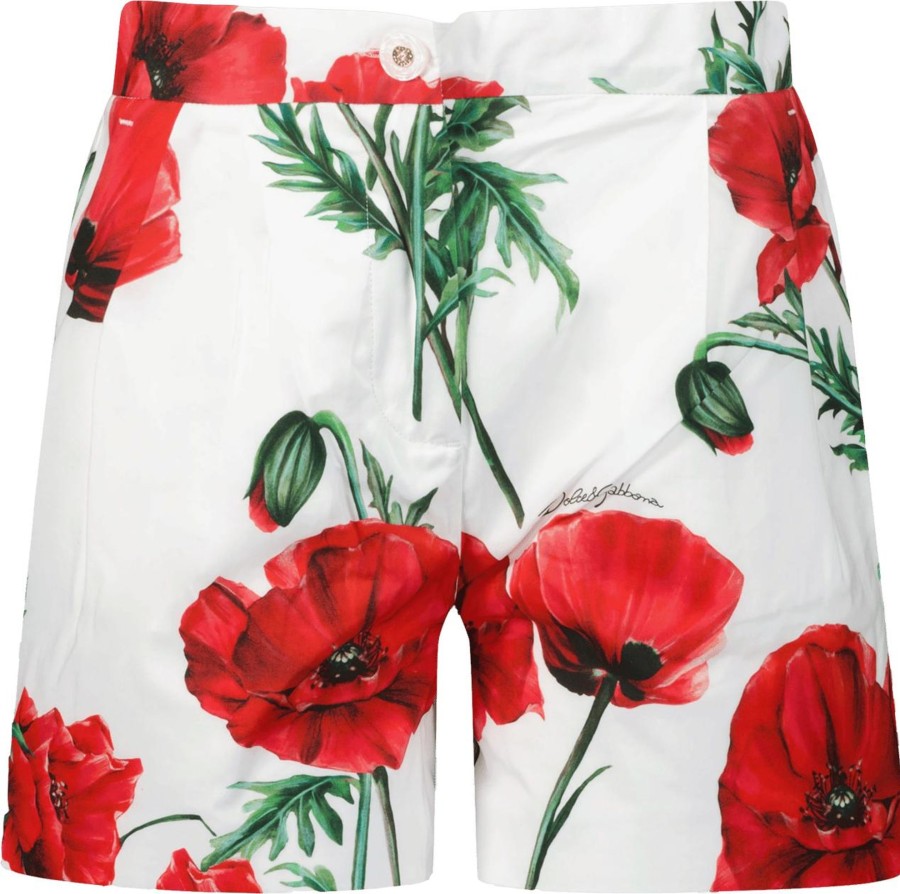 Kids Dolce & Gabbana Shorts | Dolce & Gabbana Dolce & Gabbana Kinder Meisjes Shorts Wit Wit