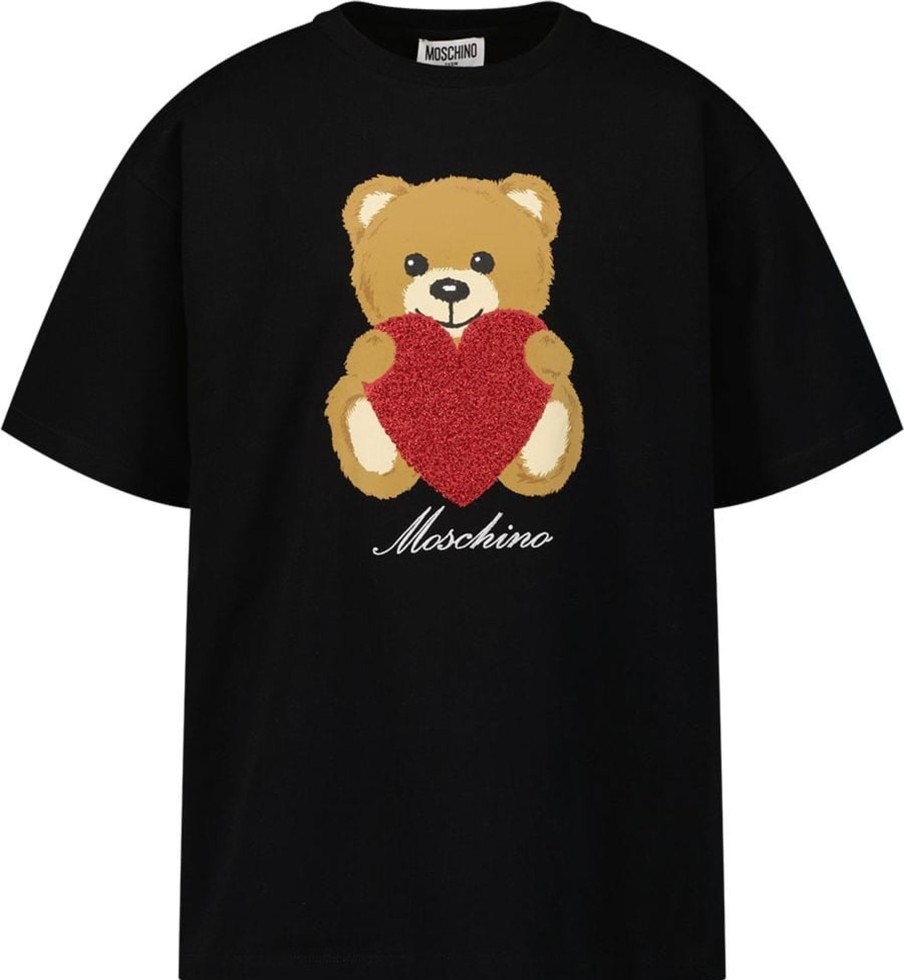 Kids Moschino Tops | Moschino Maxi T-Shirt Black Zwart