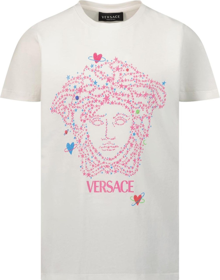 Kids Versace Tops | Versace Versace Kinder Meisjes T-Shirt Wit Wit