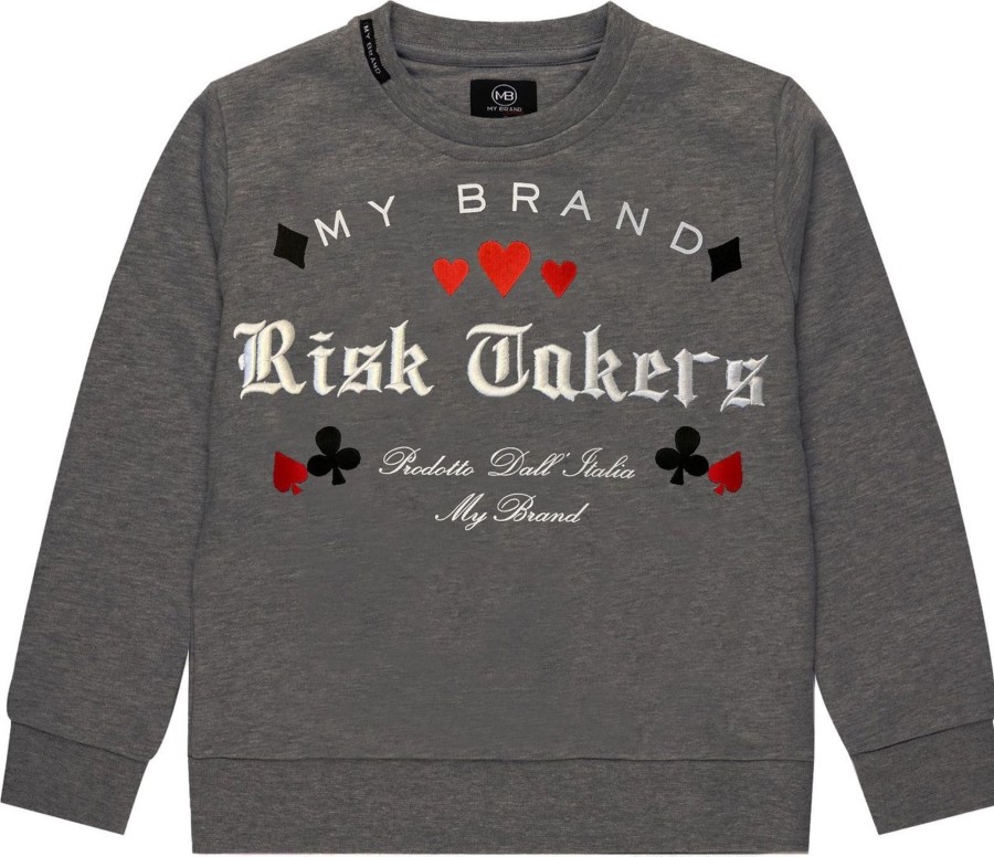 Kids My Brand Truien | My Brand Takers Risk Card Sweater Grijs