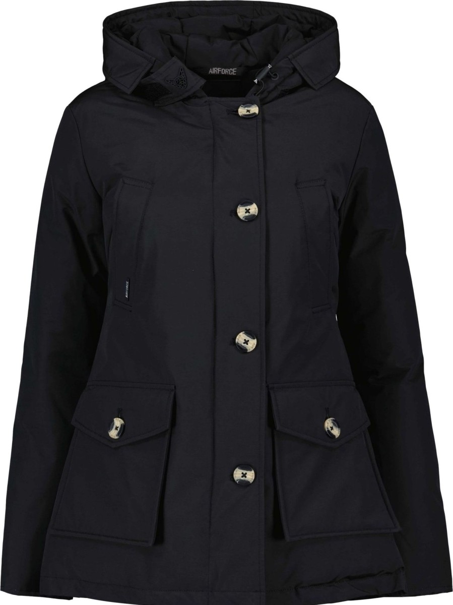 Dames Airforce | Airforce 4 Pocket Classic Parka Jas Dames Zwart Zwart