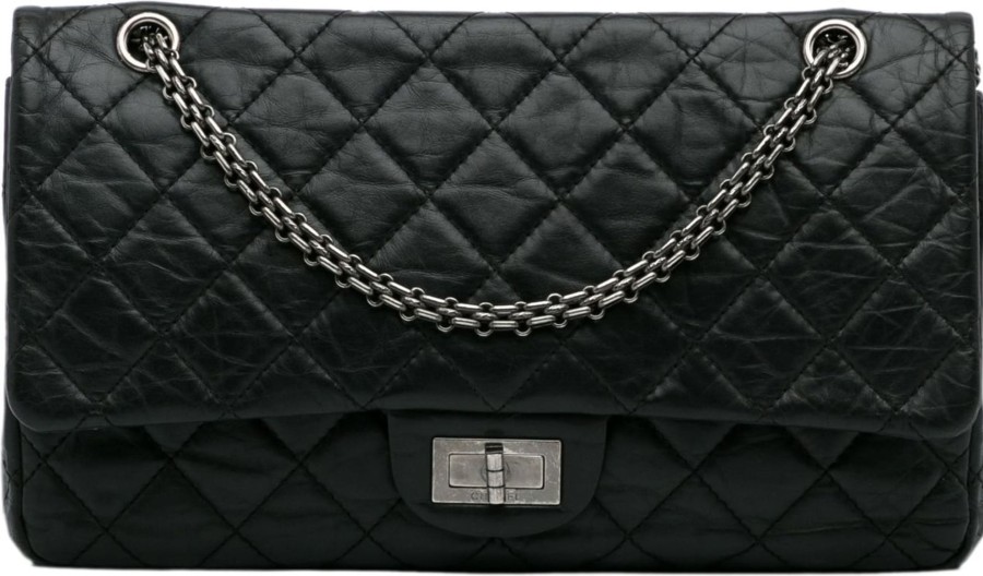 Dames Chanel | Chanel Reissue 2.55 Aged Calfskin Double Flap 227 Zwart