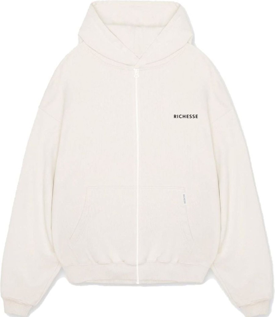 Heren Richesse | Richesse Zipped Hoodie Creme Wit