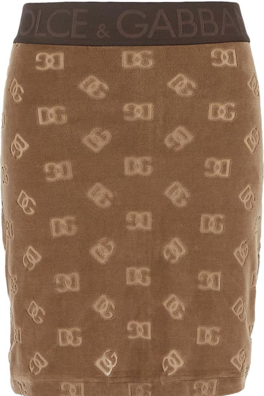 Dames Dolce & Gabbana | Dolce & Gabbana Dg Motif Mini Skirt Beige