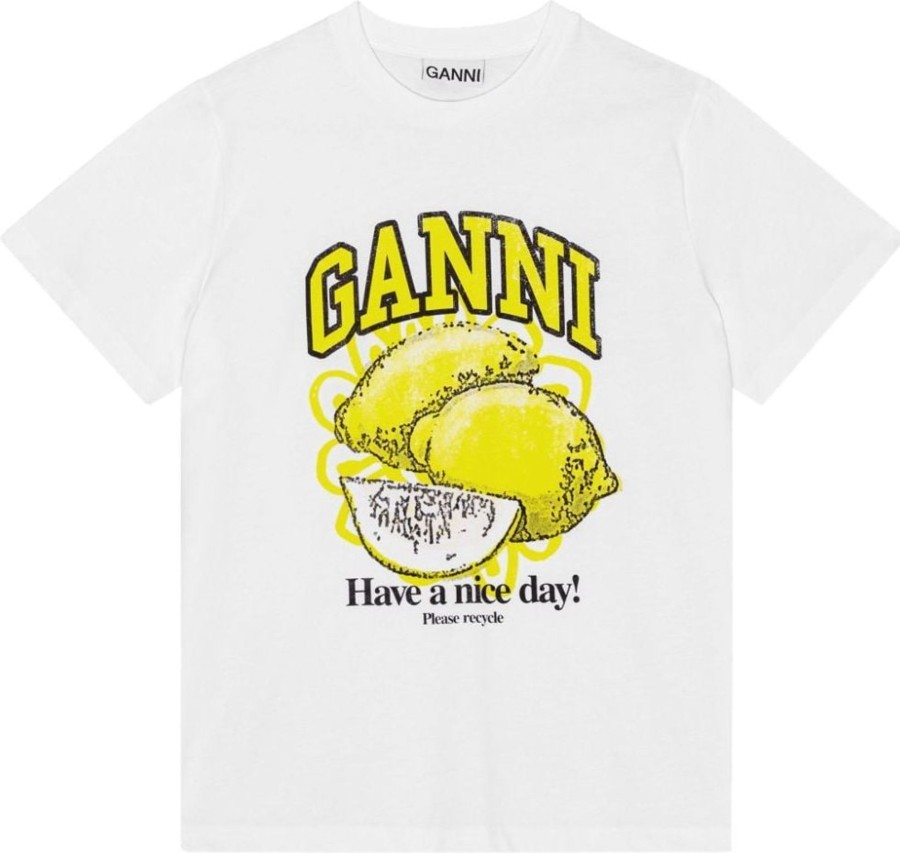 Dames Ganni | Ganni T-Shirts And Polos White Wit