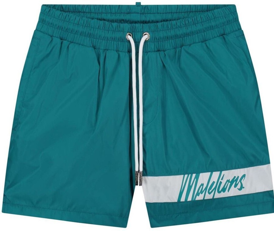 Heren Malelions | Malelions Captain Swimshort - Teal/White Blauw