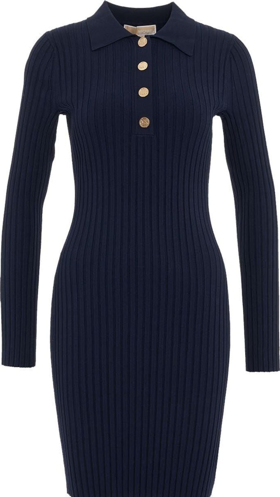 Dames Michael Kors | Michael Kors Ribbed Long Sleeve Polo Blauw