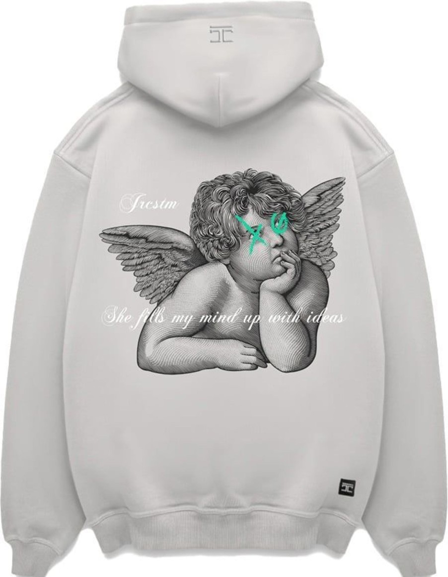 Heren JORCUSTOM | Jorcustom Angel Zipped Hoodie Lightgrey Grijs