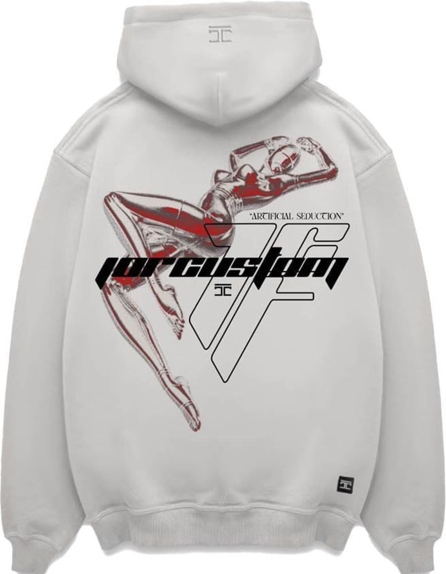 Heren JORCUSTOM | Jorcustom Artificial Zipped Hoodie Lightgrey Grijs