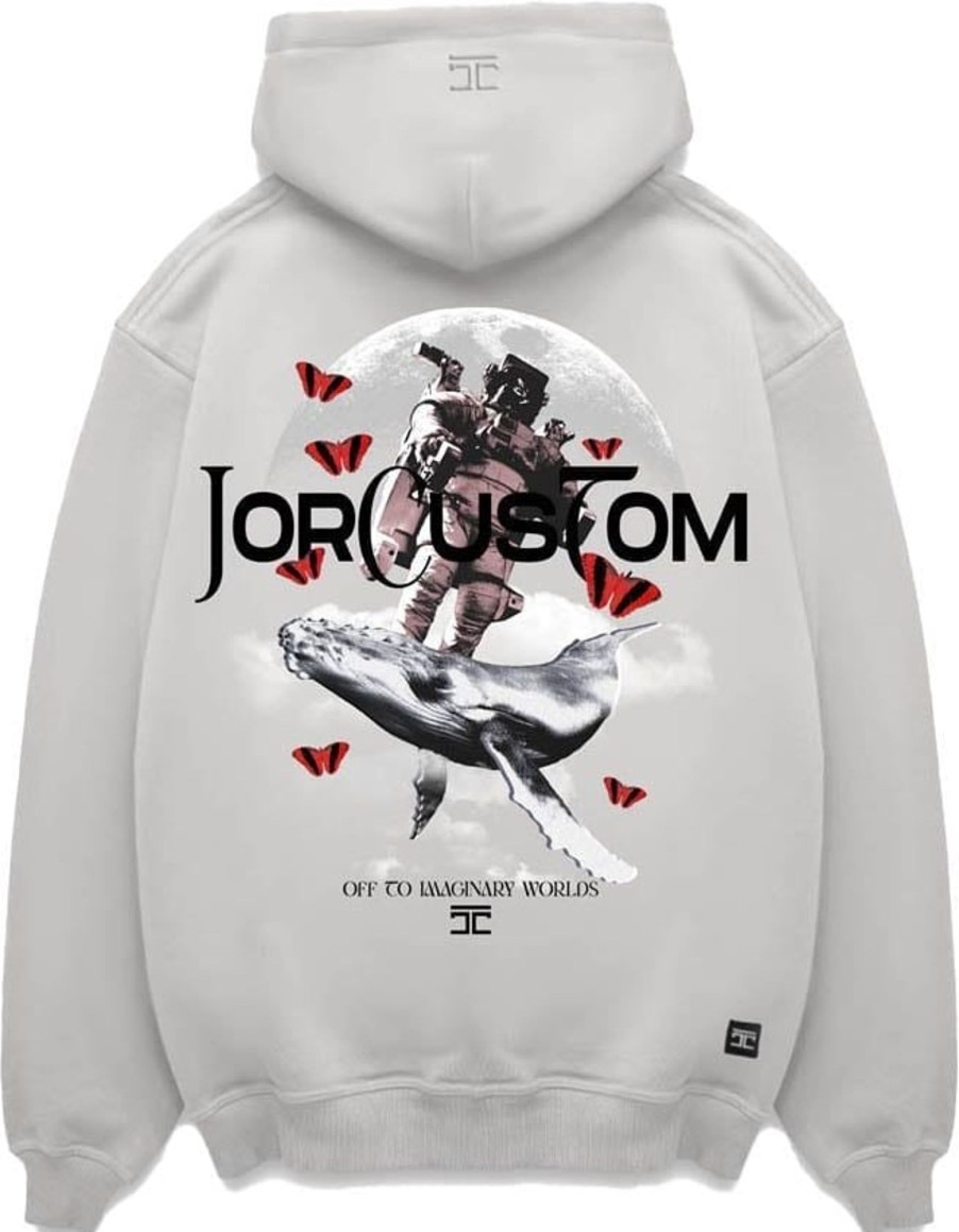 Heren JORCUSTOM | Jorcustom Astro Zipped Hoodie Lightgrey Grijs