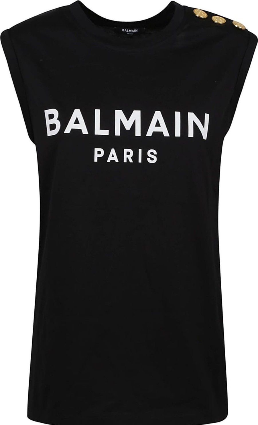 Dames Balmain | Balmain Btn Balmain Print Tank Top Zwart