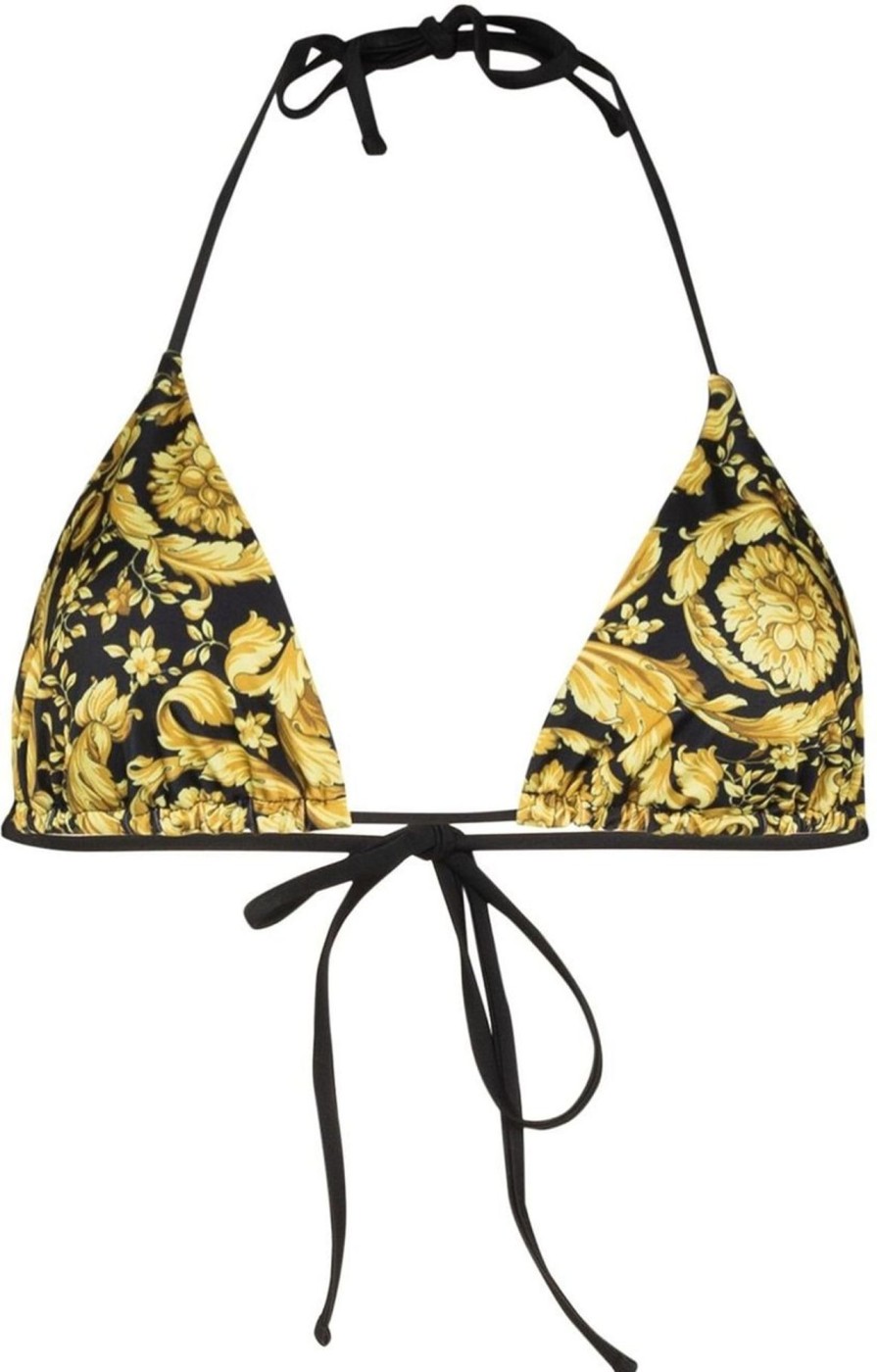 Dames Versace | Versace Barocco-Print Bikini Top Zwart