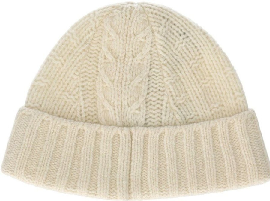 Dames Ganni | Ganni Egret White Cable Beanie White Wit