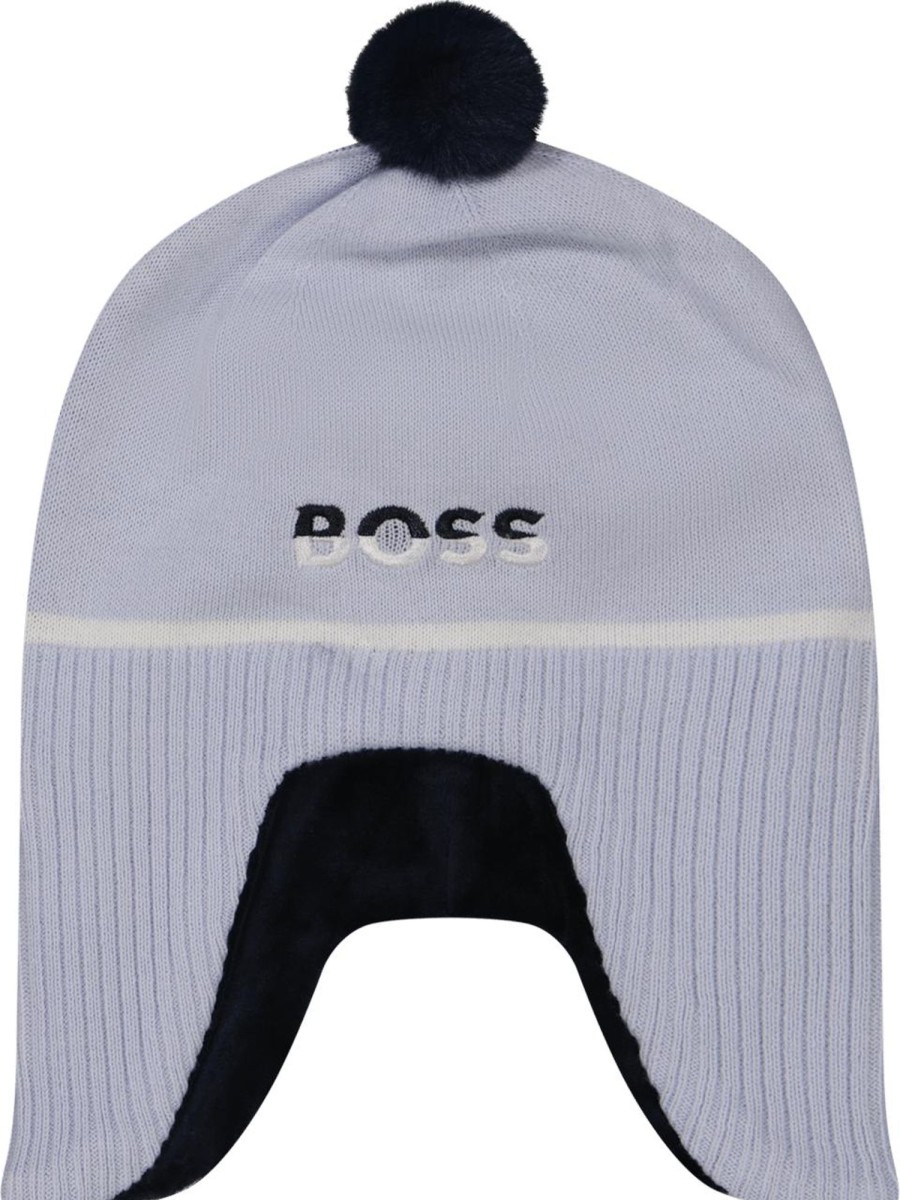 Kids Hugo Boss Accessoires | Hugo Boss Boss Baby Jongens Muts Licht Blauw Blauw