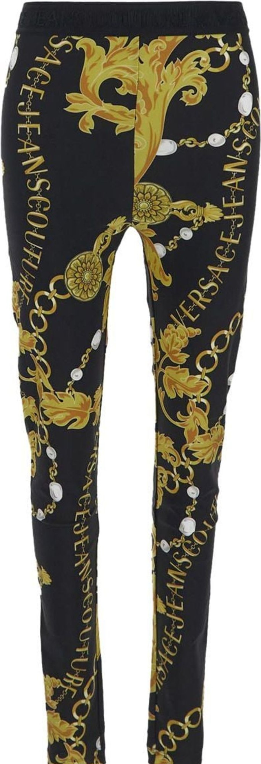 Dames Versace Jeans Couture | Versace Jeans Couture Chain Print Leggings Zwart