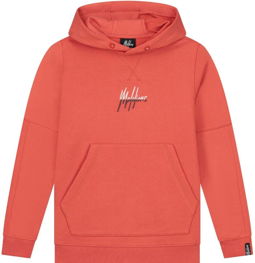 Kids Malelions Truien | Malelions Split Essentials Hoodie - Rust/Iron Oranje