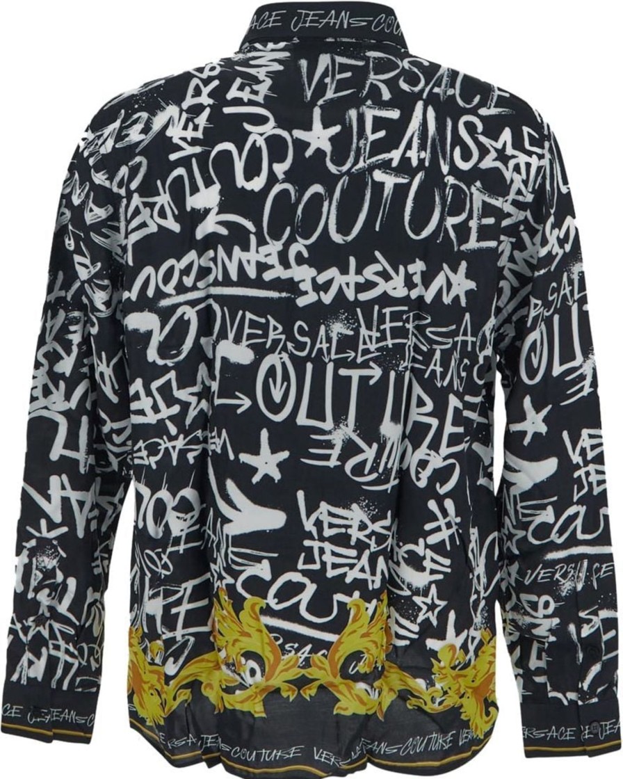 Heren Versace Jeans Couture | Versace Jeans Couture Graffiti Couture Print Shirt Zwart