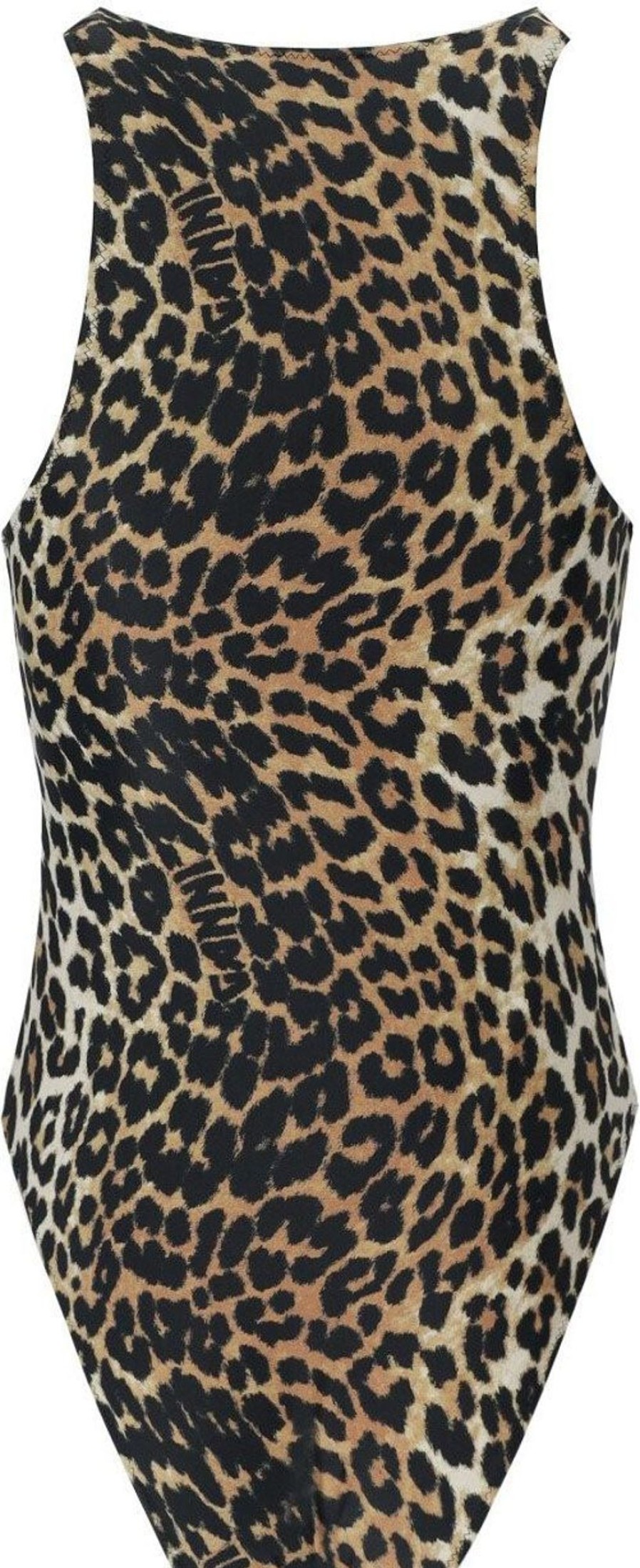 Heren Ganni | Ganni Leopard-Print Cut-Out Swimsuit Brown Bruin