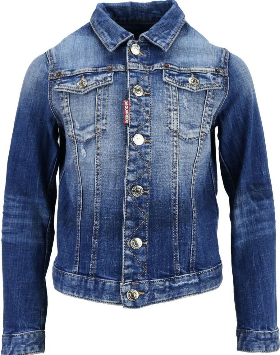 Kids Dsquared2 Jassen | Dsquared2 Jeans Jacket Blauw