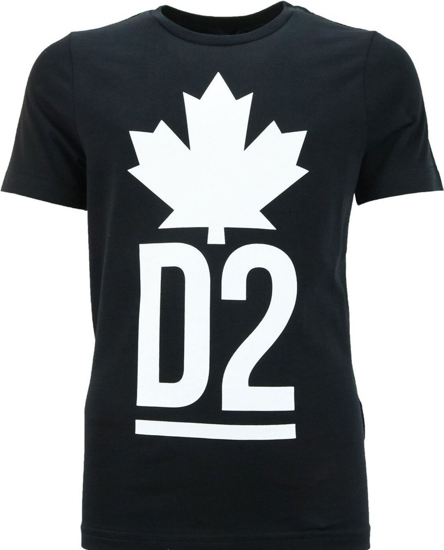 Kids Dsquared2 T-Shirts | Dsquared2 Shirt Zwart Maple Leaf Zwart