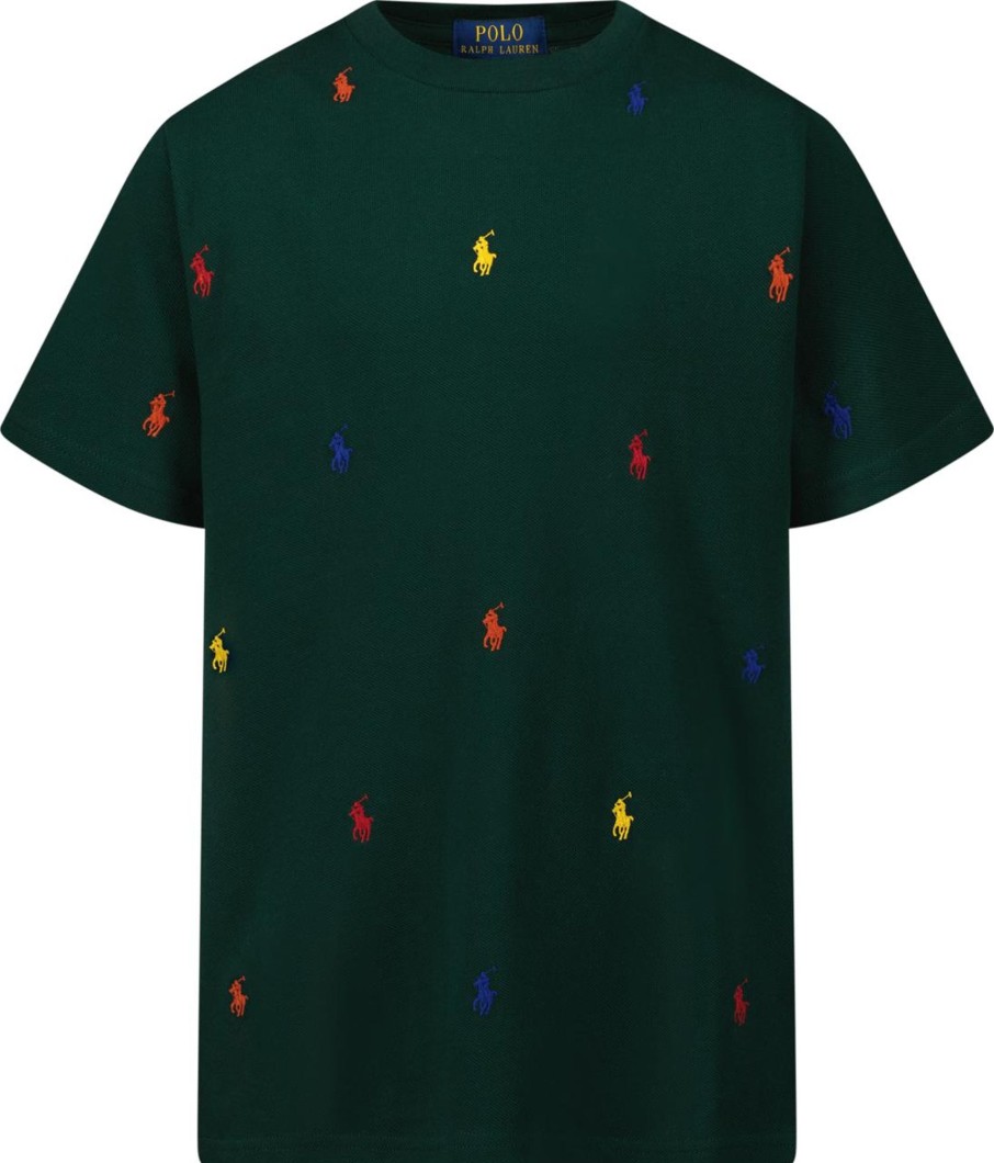 Kids Ralph Lauren T-Shirts | Ralph Lauren Ralph Lauren Kinder Jongens T-Shirt Donker Groen Groen