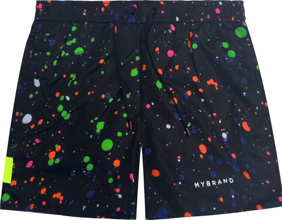 Heren My Brand | My Brand Splash Swim Capsule Swimshort Zwart