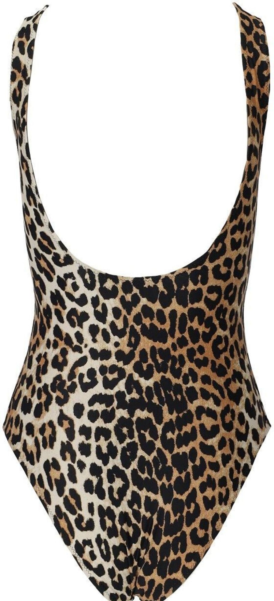 Heren Ganni | Ganni Leopard-Print Swimsuit Brown Bruin