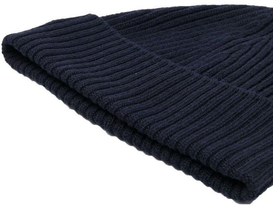 Heren Lacoste | Lacoste Bonnet En Maille Epaisse A Design Nervure Blauw