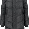 Dames Malelions | Malelions Monogram Long Puffer Jacket - Black Zwart