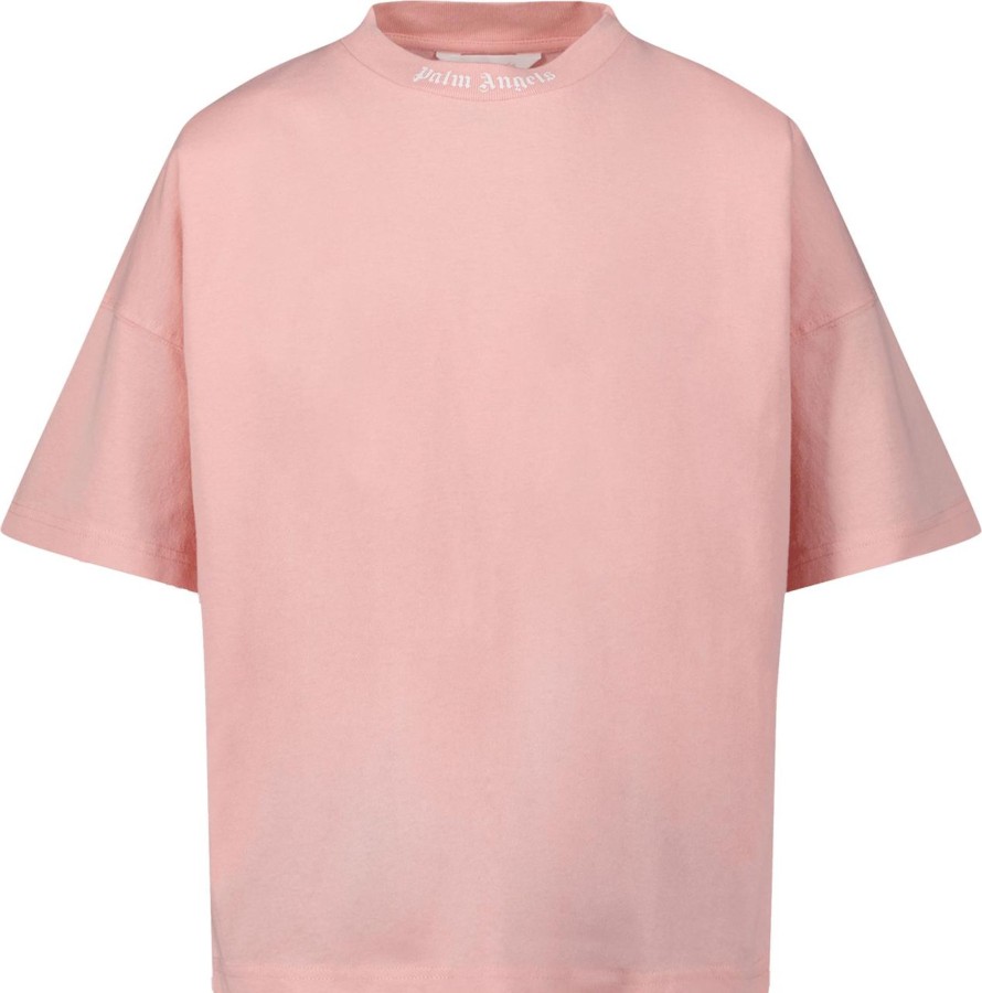 Kids Palm Angels Tops | Palm Angels Palm Angels Kinder Meisjes T-Shirt Licht Roze Roze