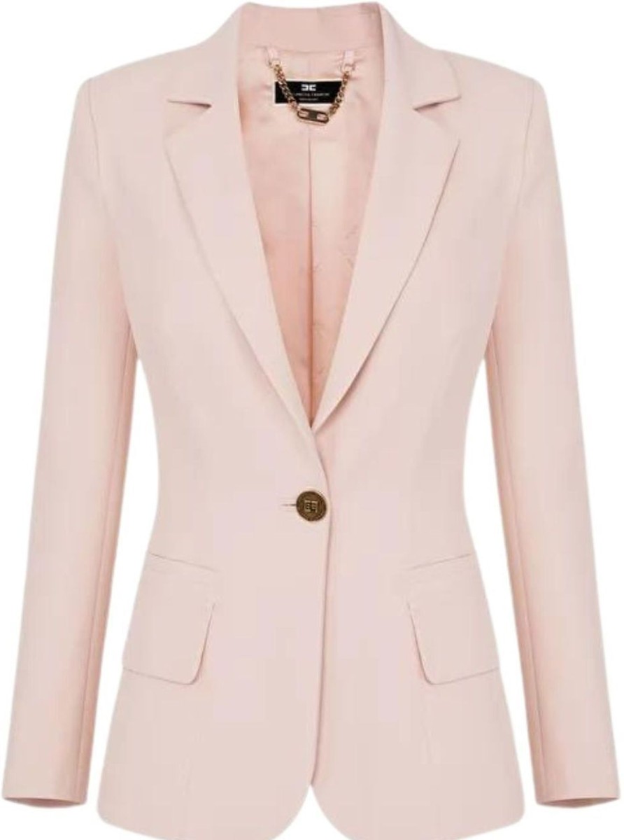 Dames Elisabetta Franchi | Elisabetta Franchi Giacca Blazer Donna Monopetto Roze