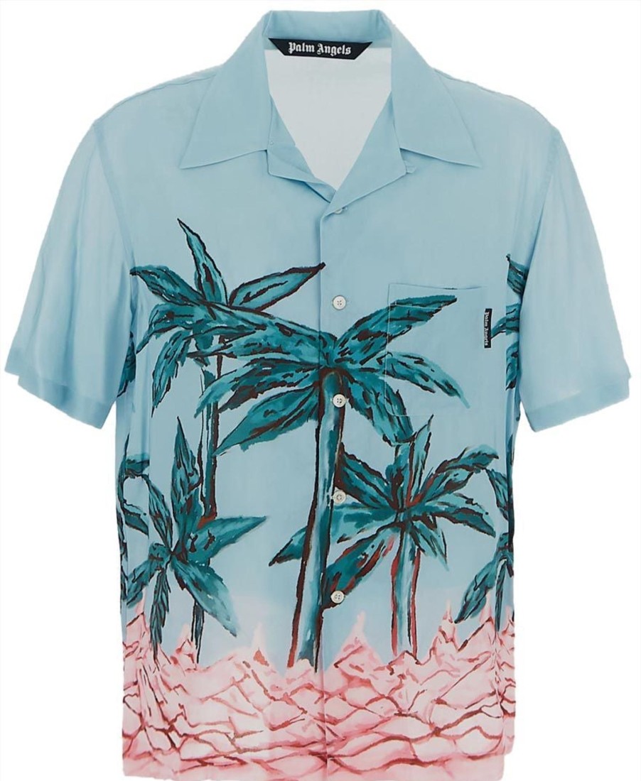 Heren Palm Angels | Palm Angels Row Bowling Shirt Divers