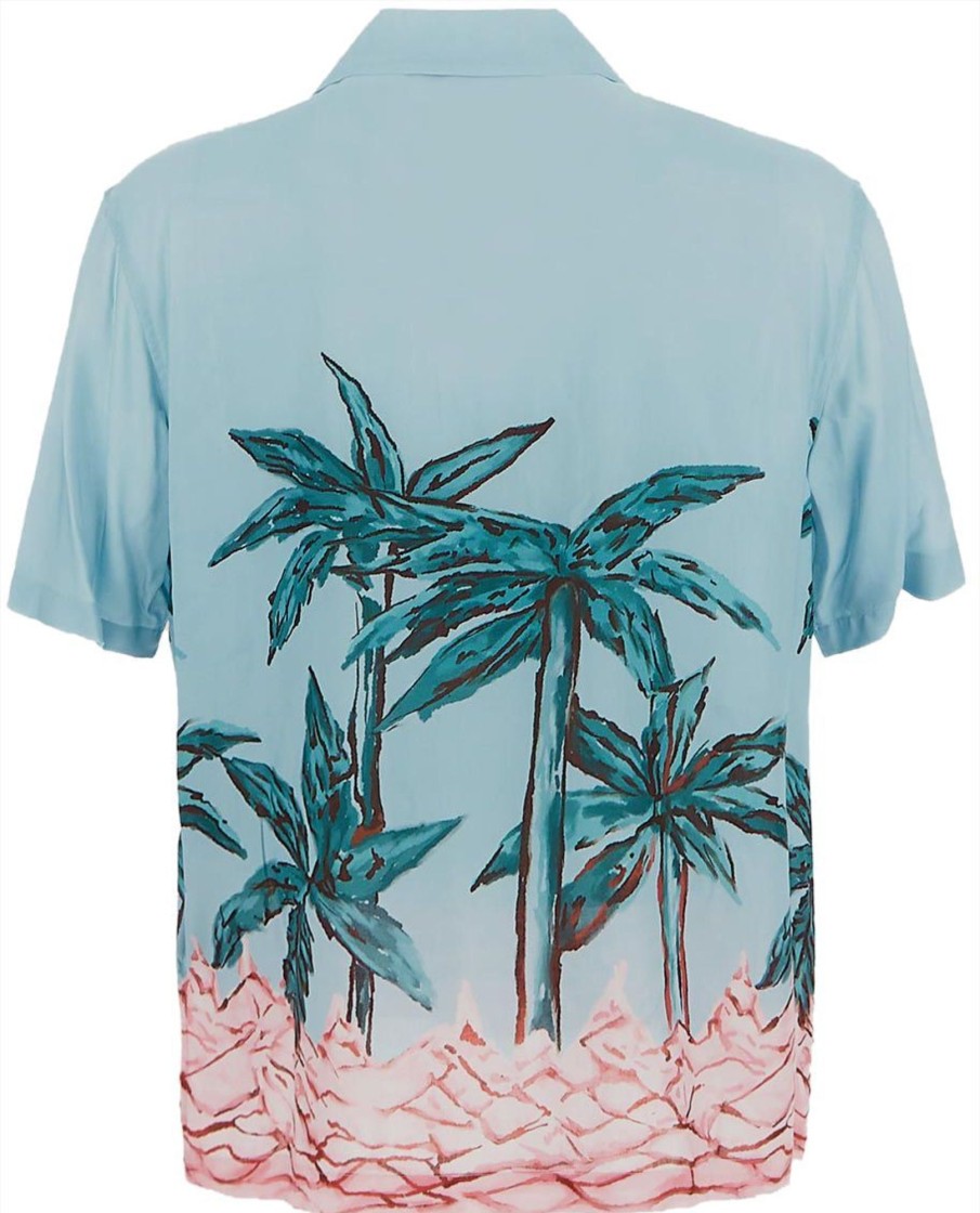 Heren Palm Angels | Palm Angels Row Bowling Shirt Divers